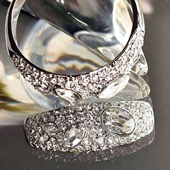 GORJANA Ring 9 Kingston Silver Crystals Bling Vintage Vibe Cocktail Ring - Picture 6 of 13